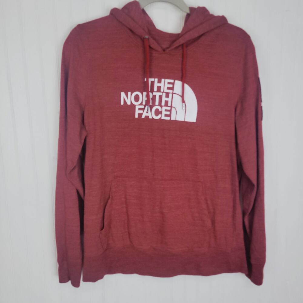North Face long sleeve burgundy hooded shirt womens size XL